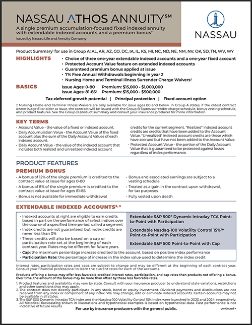 Nassau Athos Annuity Product Summary B
